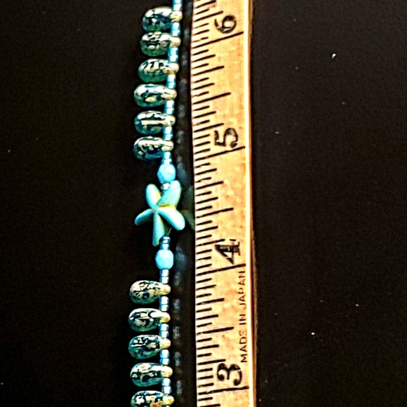 Turquoise color starfish anklet is 9 inches " Handcrafted by Queen2Bohemian - Picture 7 of 9